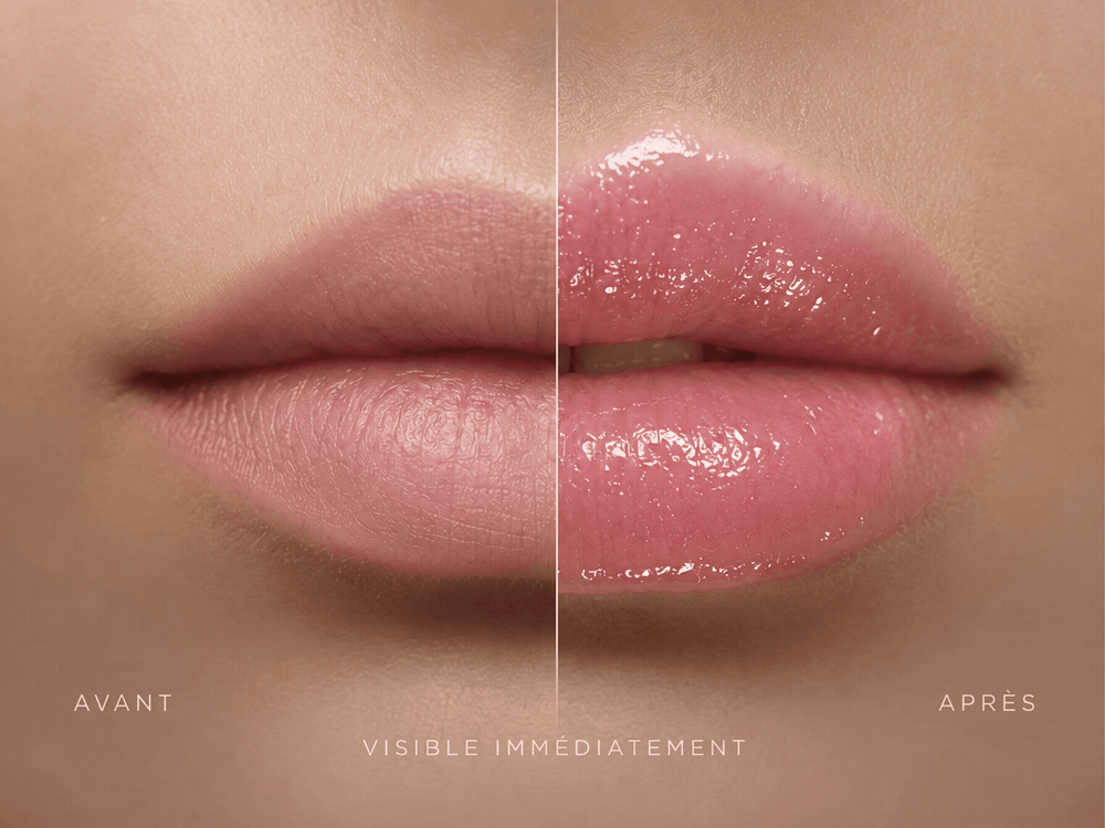 Avant / après avec le gloss repulpant Pulpéa
